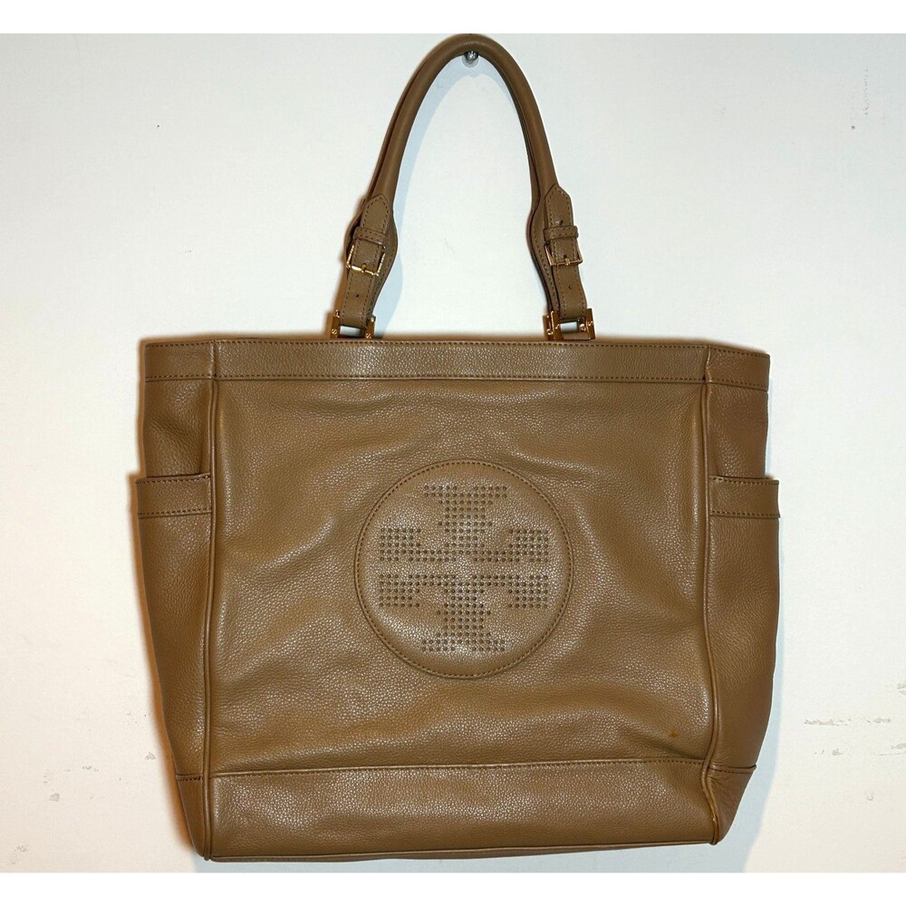 Tory Burch Tan Logo Kipp Bag Tote Purse 17.5" X 13.5"